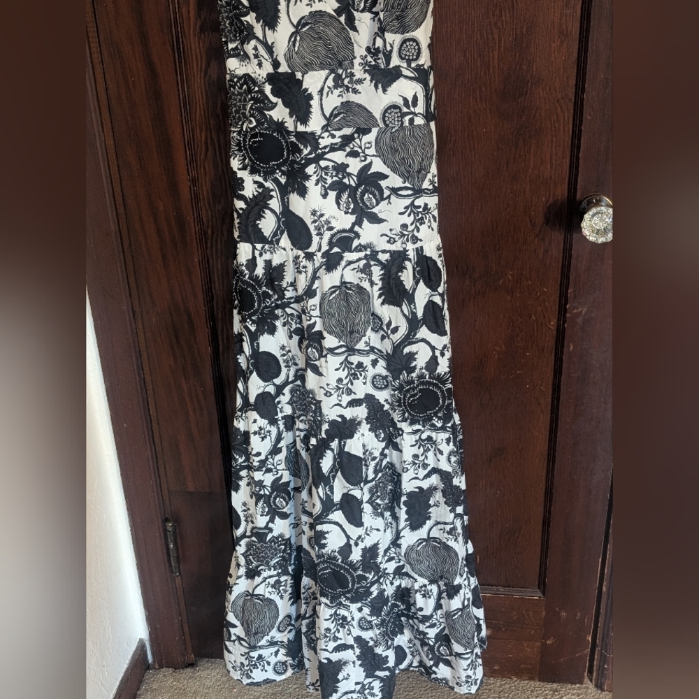 New With Tags J. Crew Tiered Maxi Dress in Ratti Print Black and White (size 6) - Picture 4 of 11